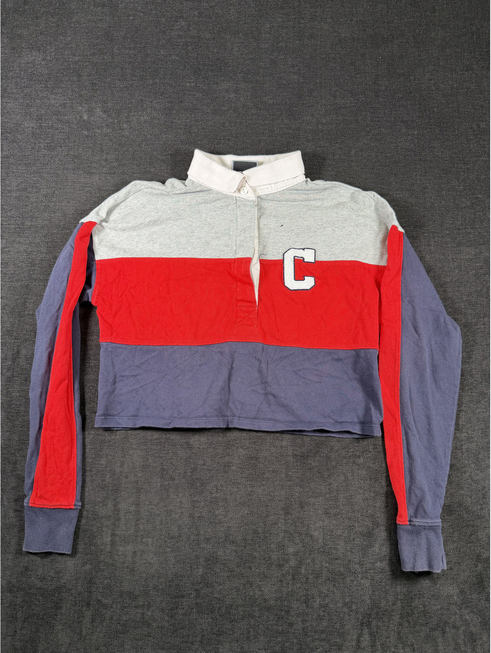 Champion Colorblock Cropped Rugby Shirt with White Collar XS